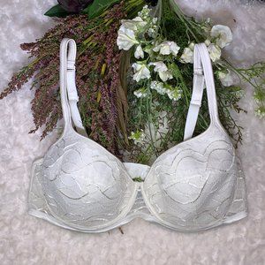 Millesia White Padded Cup Lace Underwire Bra 38D